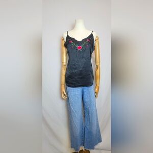 Urban Outfitters Cara Embroidered Silk Cami, Size Medium